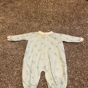 Vintage Babygro Pajamas Sleeper Blue Teddy Bear Lightweight‎ Medium USA Made